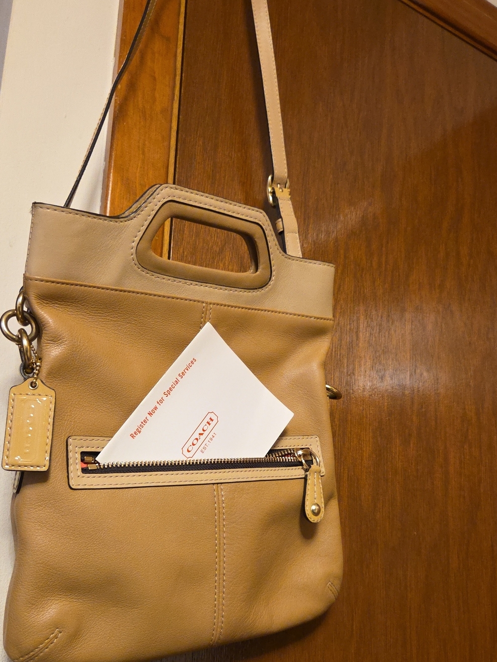 WORN ONCE Coach Tan Pebbled Leather Crossbody with Top Handle